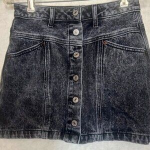Women's Abercrombie & Fitch Natural Rise Black Denim Mini Skirt Size 25/0